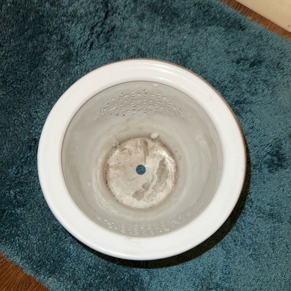 Vintage White Ceramic Large Planter Pink & Blue 3D Floral Design Orchid Planter - Picture 7 of 11